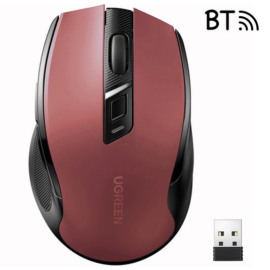 Mysz optyczna Ugreen MU006 bezprzewodowa USB 2.4GHz / Bluetooth - czerwona