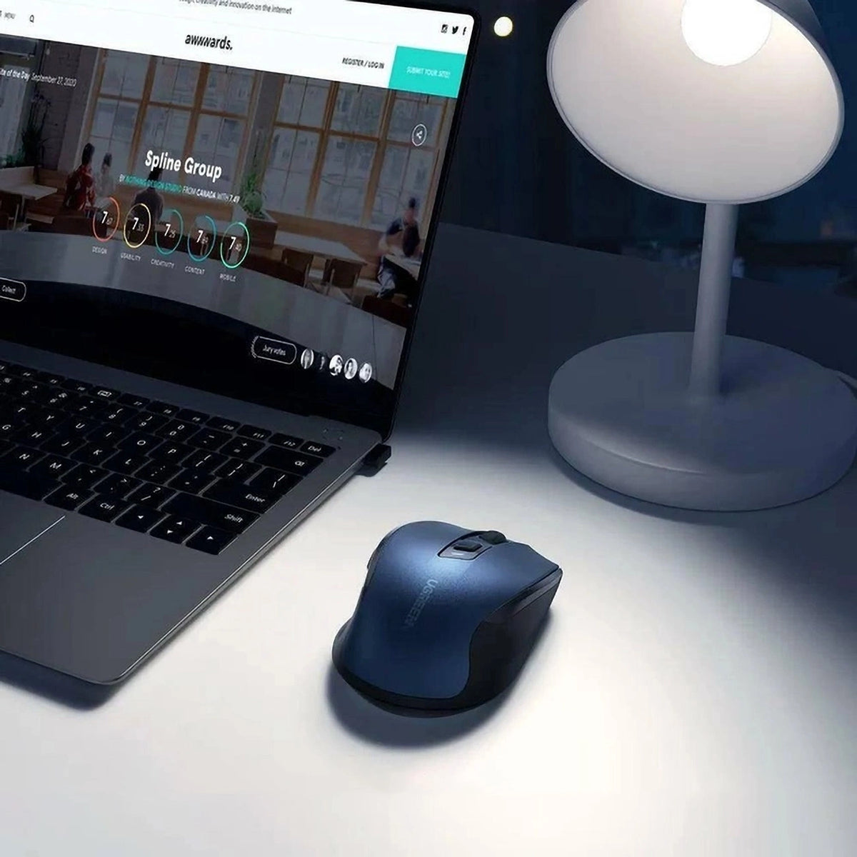 Mysz optyczna Ugreen MU006 bezprzewodowa USB 2.4GHz - niebieska – zdjęcie 3