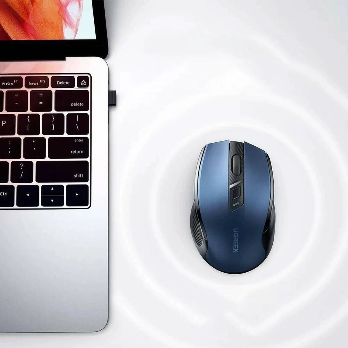 Mysz optyczna Ugreen MU006 bezprzewodowa USB 2.4GHz - niebieska – zdjęcie 4