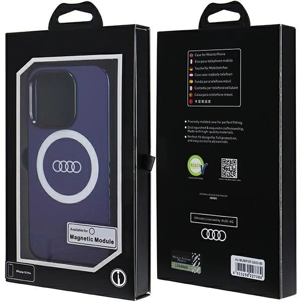 Etui Audi IML Big Logo MagSafe na iPhone 15 Pro - niebieskie – zdjęcie 7