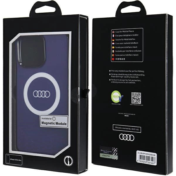 Etui Audi IML Big Logo MagSafe na iPhone 15 Pro Max - niebieskie – zdjęcie 7