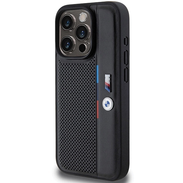 Etui BMW Perforated Tricolor Line na iPhone 15 Pro - czarne – zdjęcie 2