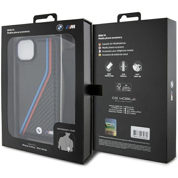 Etui BMW M Edition Carbon Tricolor na iPhone 15 Plus / 14 Plus - czarne – zdjęcie 7