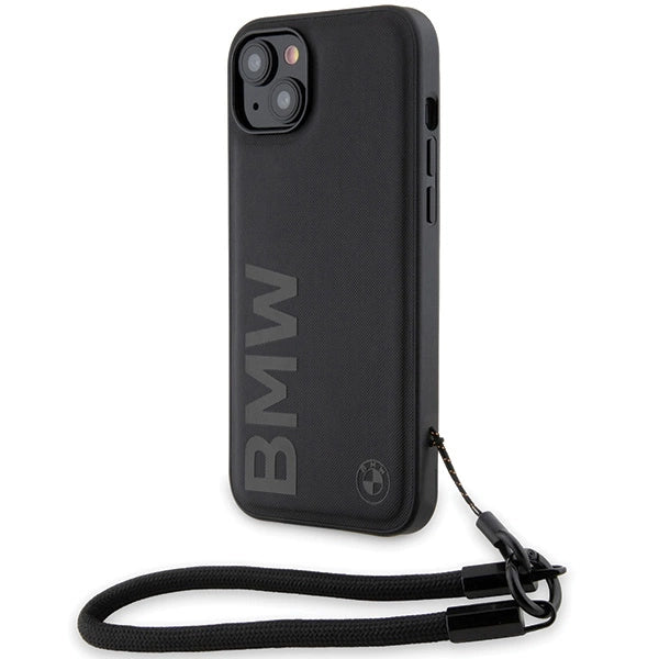 Etui BMW Signature Leather Wordmark na iPhone 15 Plus / 14 Plus - czarne