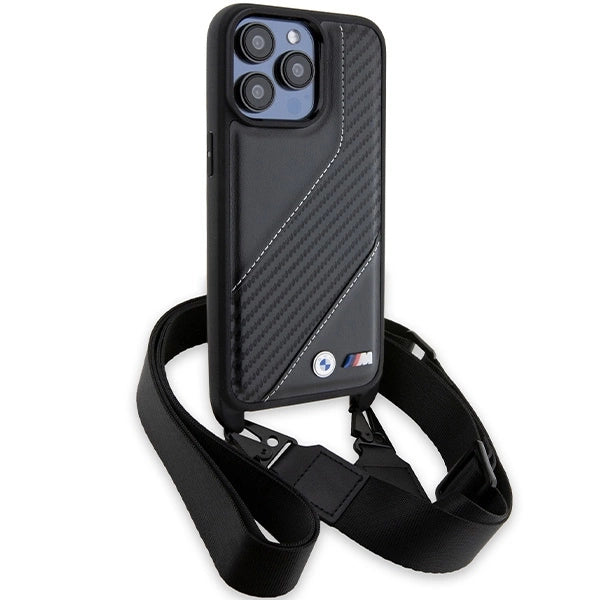 Etui BMW M Edition Carbon Stripe & Strap na iPhone 15 Pro Max - czarne – zdjęcie 3