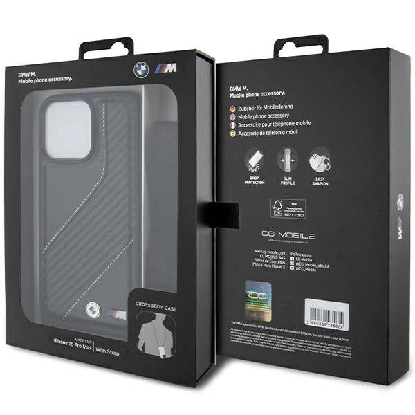 Etui BMW M Edition Carbon Stripe & Strap na iPhone 15 Pro Max - czarne – zdjęcie 7