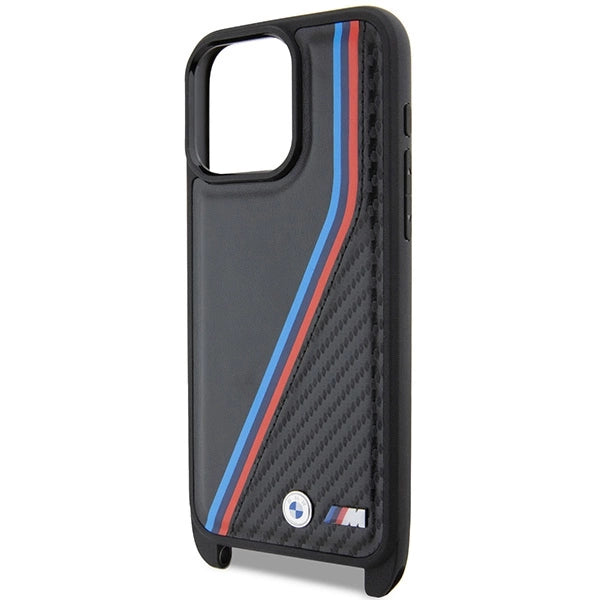 Etui BMW M Edition Carbon Tricolor Lines & na iPhone 15 Pro Max - czarne – zdjęcie 5