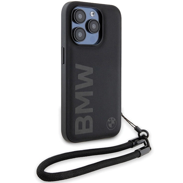 Etui BMW Signature Leather Wordmark Cord na iPhone 15 Pro Max - czarne – zdjęcie 3
