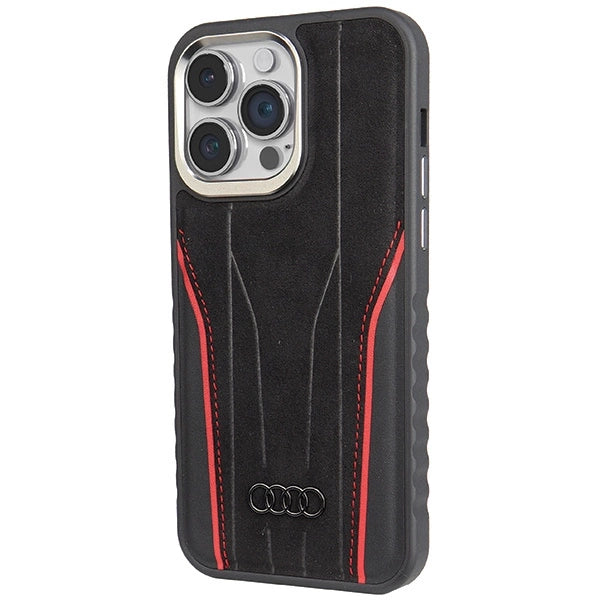 Etui Audi Genuine Leather z MagSafe na iPhone 14 Pro Max - czarno-czerwone – zdjęcie 2