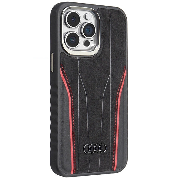 Etui Audi Genuine Leather z MagSafe na iPhone 14 Pro Max - czarno-czerwone – zdjęcie 7