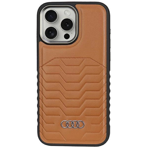 Etui Audi Synthetic Leather z MagSafe na iPhone 14 Pro - brązowe