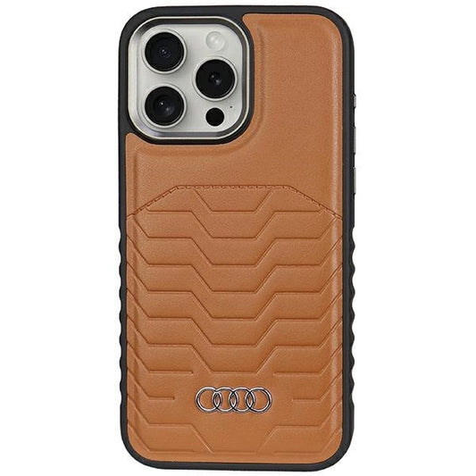Etui Audi Synthetic Leather z MagSafe na iPhone 14 Pro - brązowe