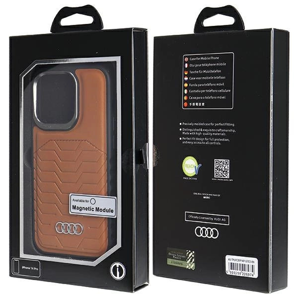 Etui Audi Synthetic Leather z MagSafe na iPhone 14 Pro - brązowe – zdjęcie 7