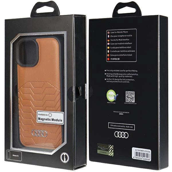 Etui Audi Synthetic Leather z MagSafe na iPhone 15 / 14 / 13 - brązowe – zdjęcie 7