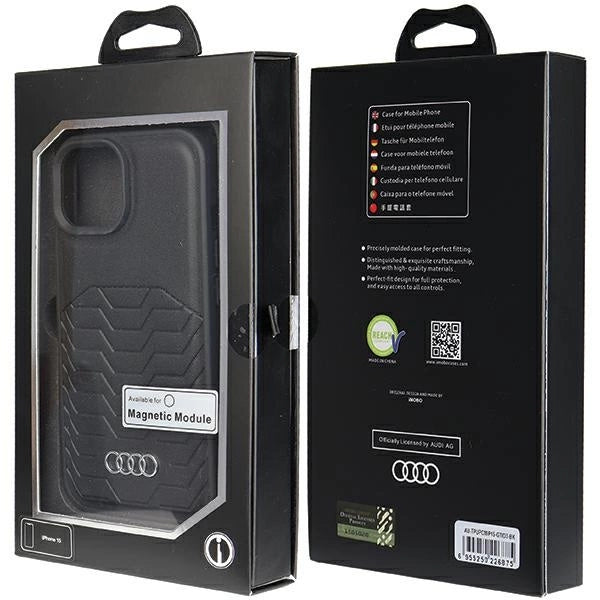 Etui Audi Synthetic Leather z MagSafe na iPhone 15 / 14 / 13 - czarne – zdjęcie 7