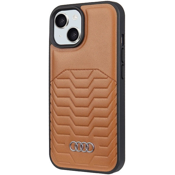 Etui Audi Synthetic Leather z MagSafe na iPhone 15 Plus / 14 Plus - brązowe – zdjęcie 2