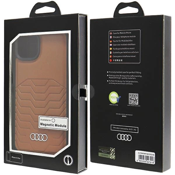 Etui Audi Synthetic Leather z MagSafe na iPhone 15 Plus / 14 Plus - brązowe – zdjęcie 7