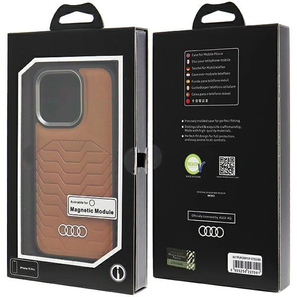 Etui Audi Synthetic Leather z MagSafe na iPhone 15 Pro - brązowe – zdjęcie 7