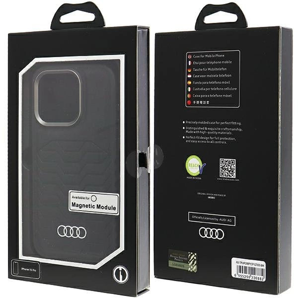 Etui Audi Synthetic Leather z MagSafe na iPhone 15 Pro - czarne – zdjęcie 7