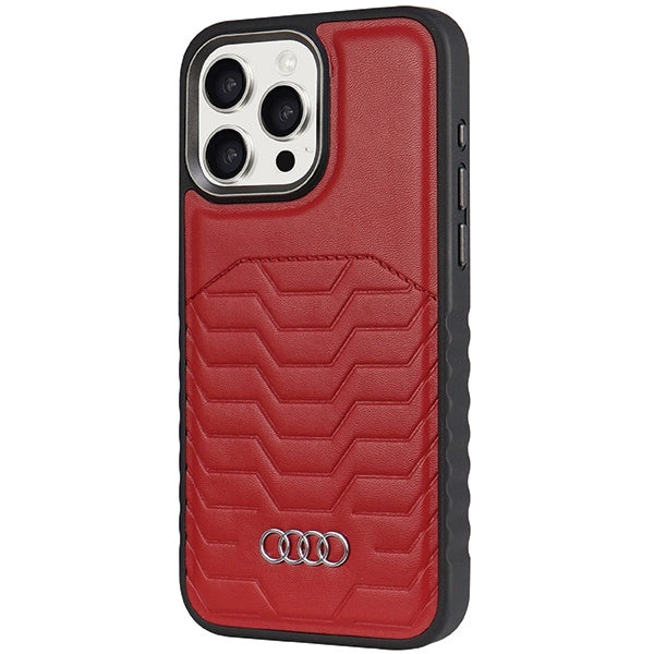 Etui Audi Synthetic Leather z MagSafe na iPhone 15 Pro - czerwone – zdjęcie 2
