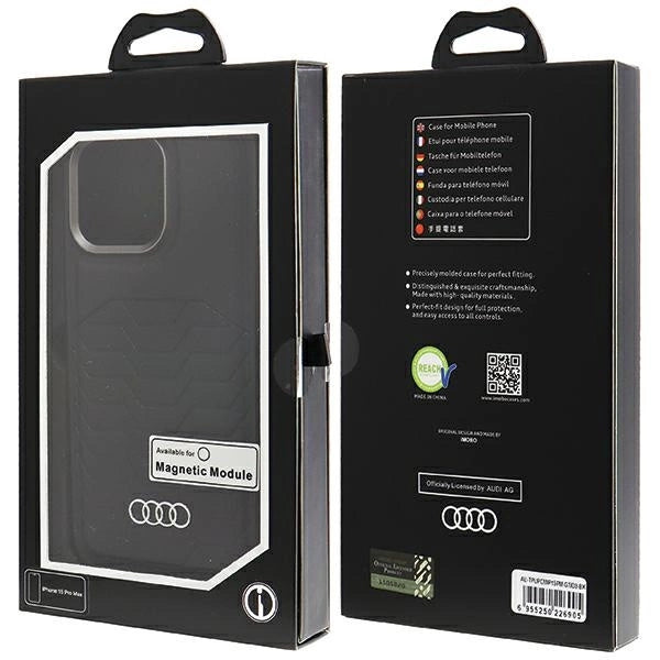 Etui Audi Synthetic Leather z MagSafe na iPhone 15 Pro Max - czarne – zdjęcie 7