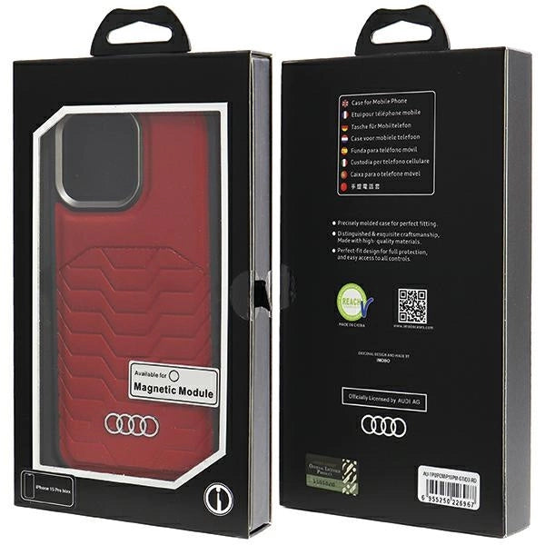 Etui Audi Synthetic Leather z MagSafe na iPhone 15 Pro Max - czerwone – zdjęcie 7