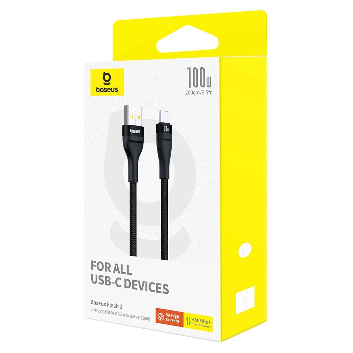 Kabel Baseus Flash 2 USB-A / USB-C 100W 1 m - czarny – zdjęcie 7