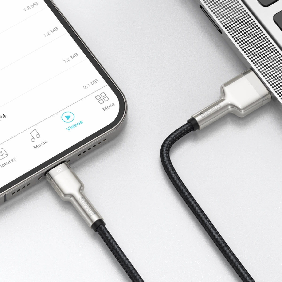 Kabel Baseus Cafule Series Metal Data USB-A / Lightning 2.4A 1m - czarny – zdjęcie 10