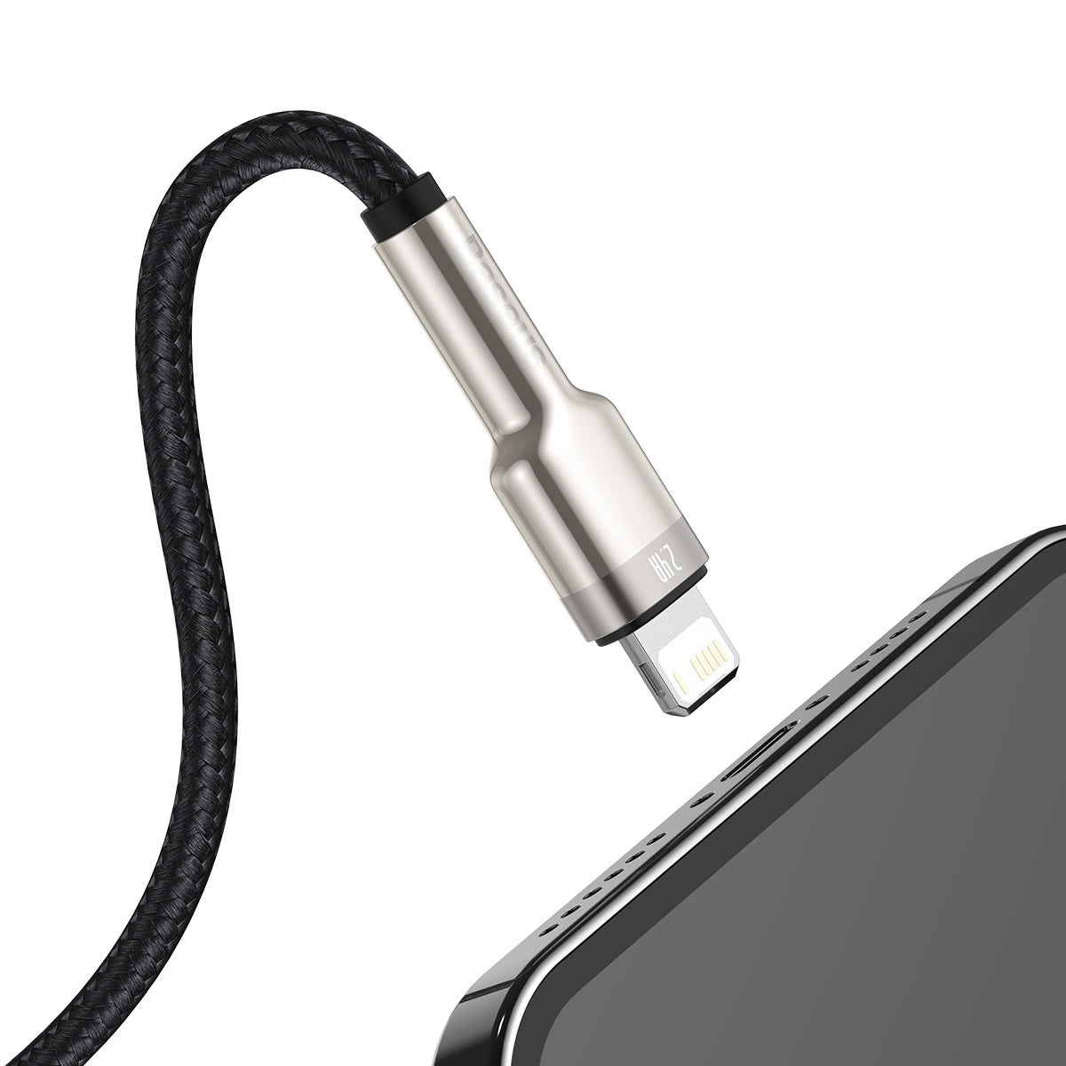 Kabel Baseus Cafule Series Metal Data USB-A / Lightning 2.4A 1m - czarny – zdjęcie 4