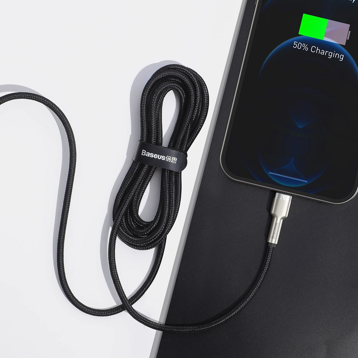 Kabel Baseus Cafule Series Metal Data USB-A / Lightning 2.4A 1m - czarny – zdjęcie 9