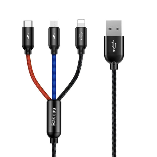 Kabel Baseus Three Primary Colors 3w1 USB-A - micro USB - czarny