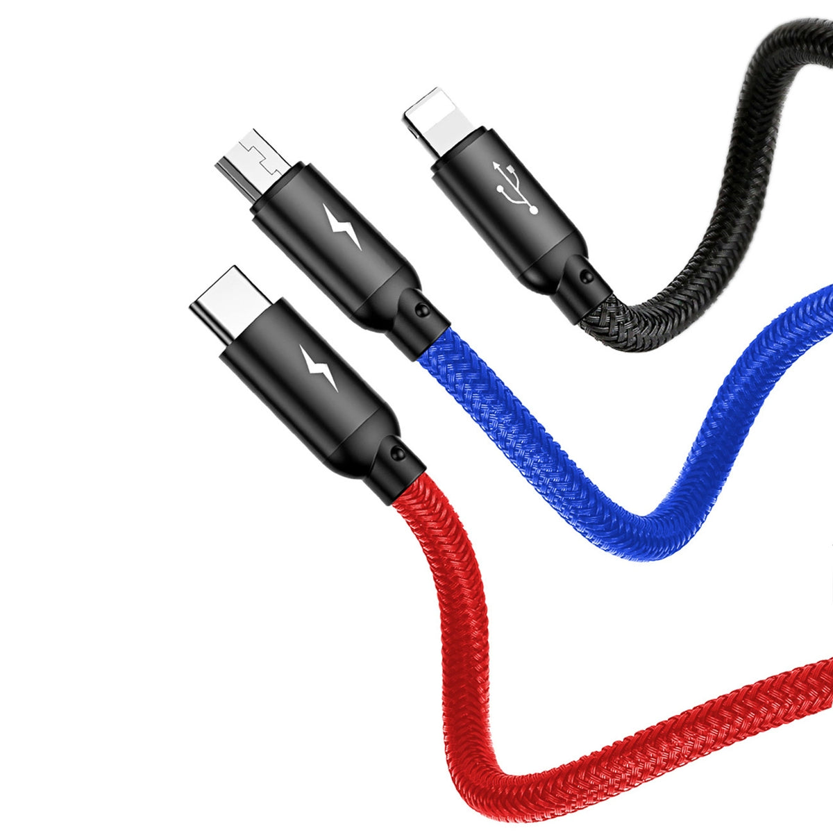 Kabel Baseus Three Primary Colors 3w1 USB-A - micro USB - czarny – zdjęcie 6