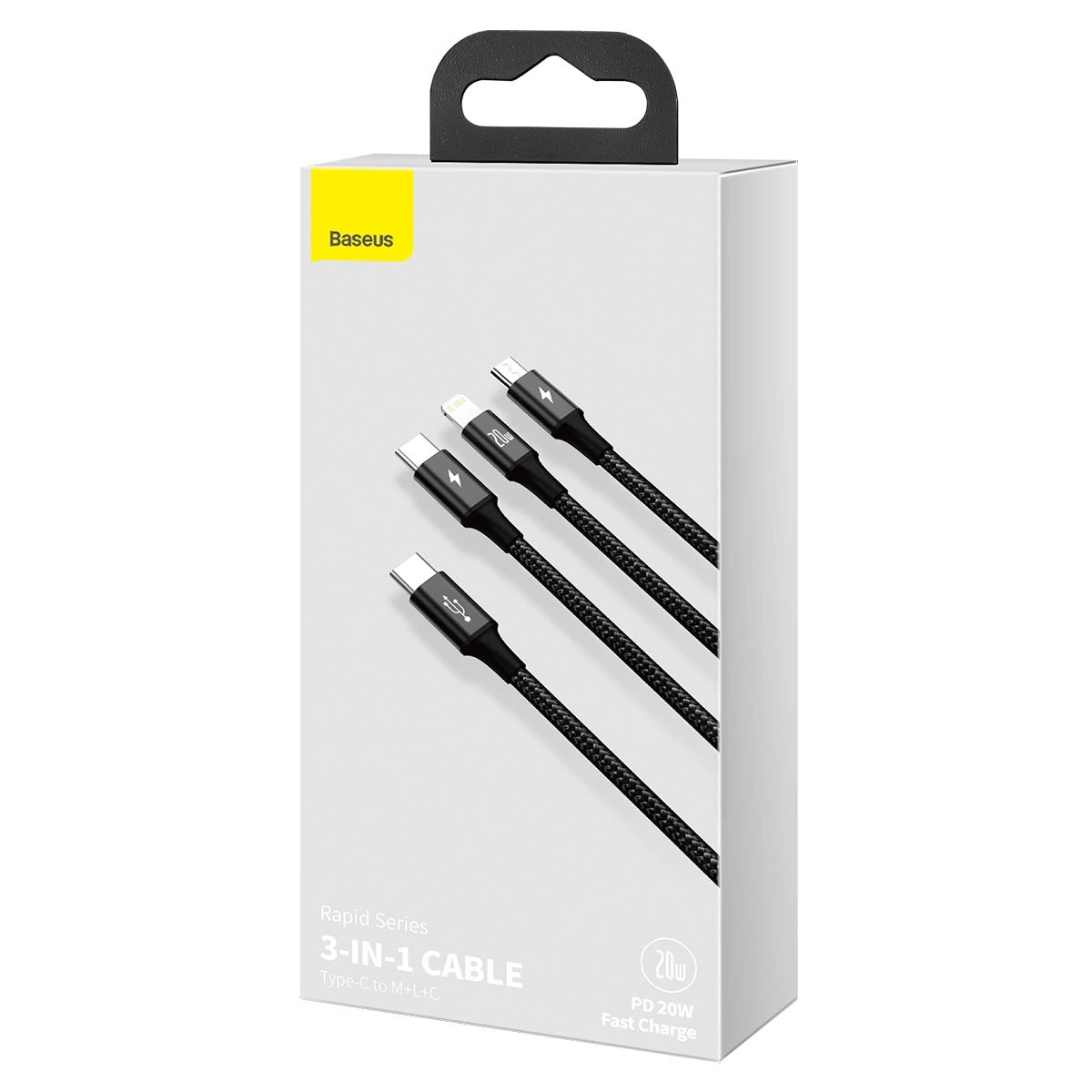 Kabel Baseus Rapid Series 3w1 USB-C - USB-C / Lightning / micro - czarny – zdjęcie 7