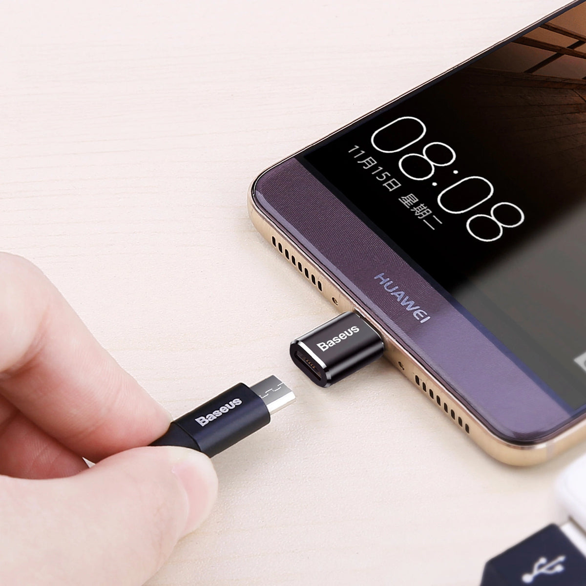 Adapter Baseus Mini przejściówka z micro USB na USB-C - czarny – zdjęcie 9
