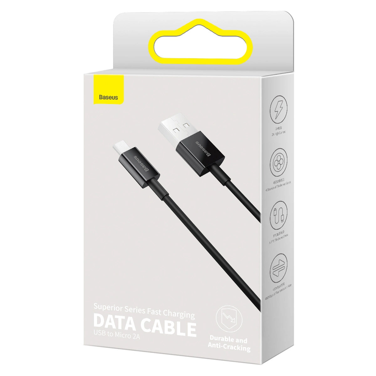Kabel Baseus Superior USB-A / micro USB 2A 2m - czarny – zdjęcie 7