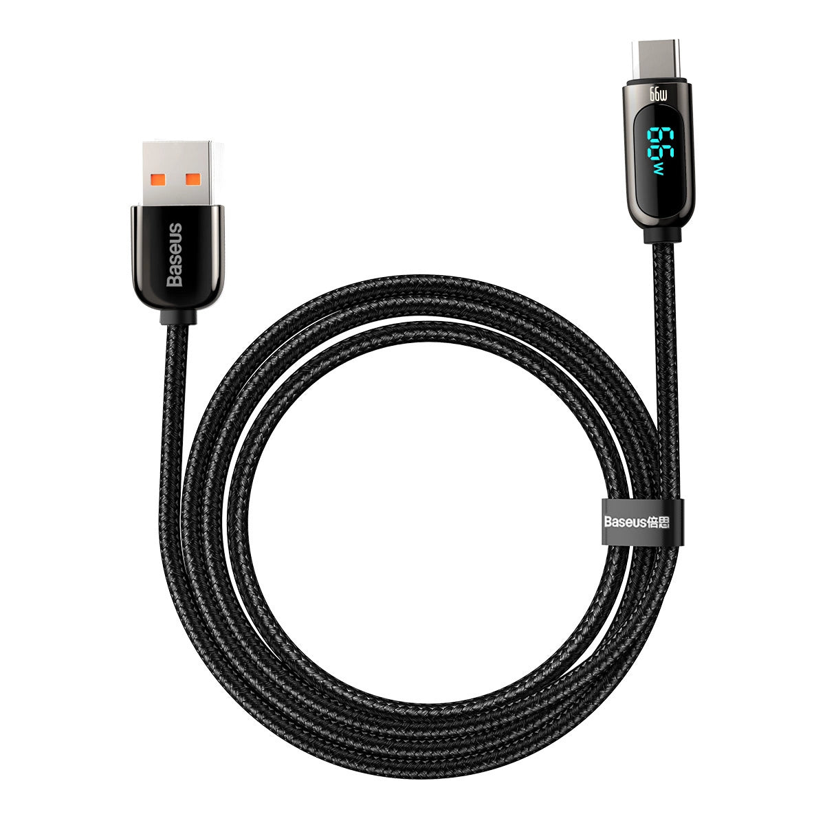 Kabel Baseus Display Fast Charging Data USB-A / USB-C 66W 1 m - czarny – zdjęcie 3