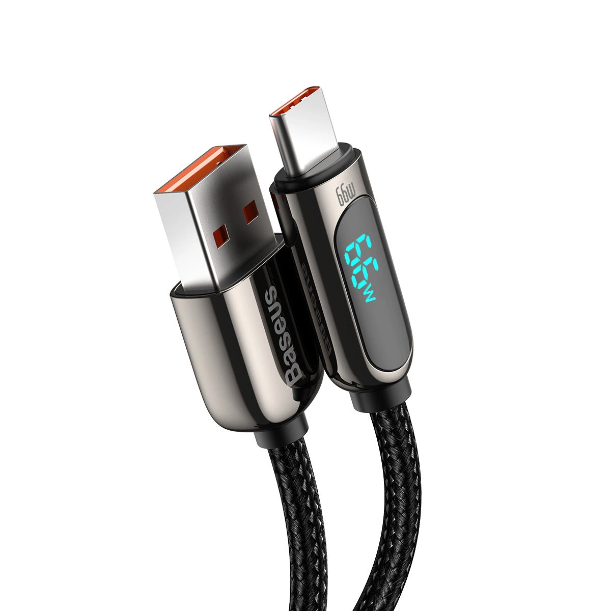 Kabel Baseus Display Fast Charging Data USB-A / USB-C 66W 1 m - czarny – zdjęcie 4