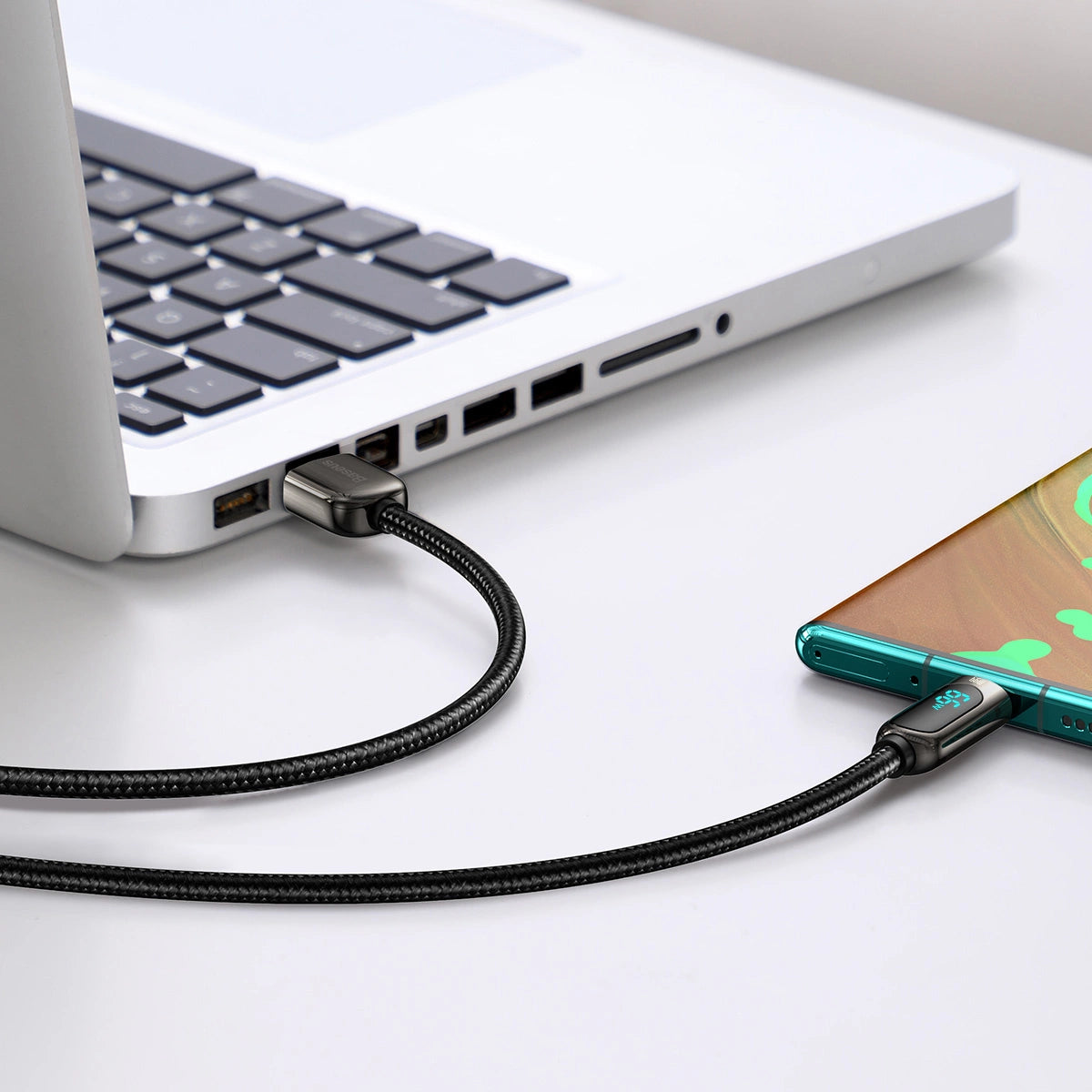 Kabel Baseus Display Fast Charging Data USB-A / USB-C 66W 1 m - czarny – zdjęcie 7