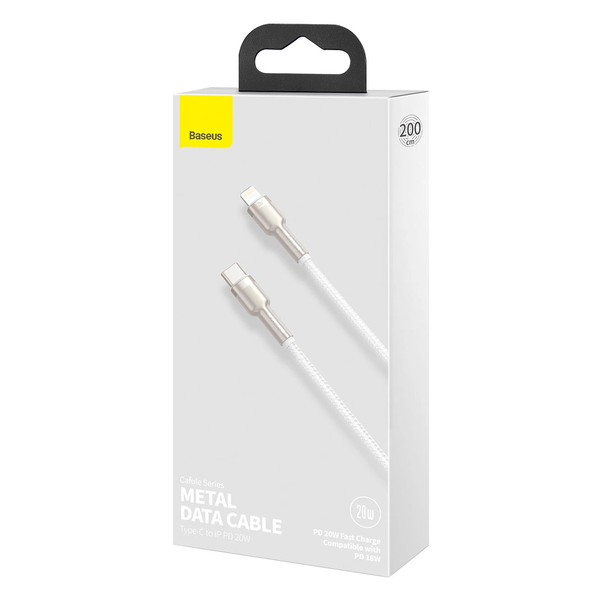 Kabel Baseus Cafule Series Metal Data USB-C / Lightning 20W PD 1 m - biały – zdjęcie 7