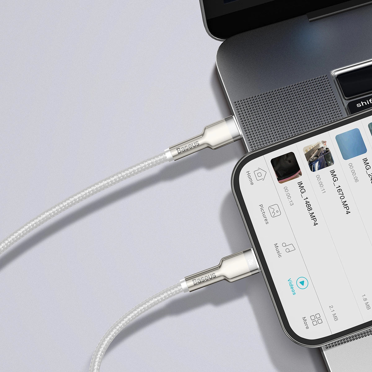 Kabel Baseus Cafule Series Metal Data USB-C / Lightning 20W PD 1 m - biały – zdjęcie 9