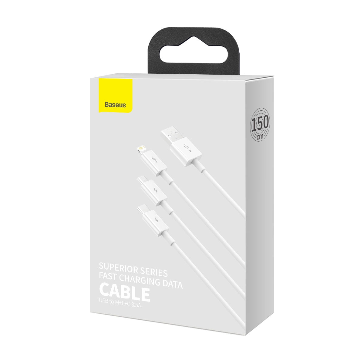 Kabel Baseus Superior Series USB-A - USB-C / Lightning / micro USB - biały – zdjęcie 6