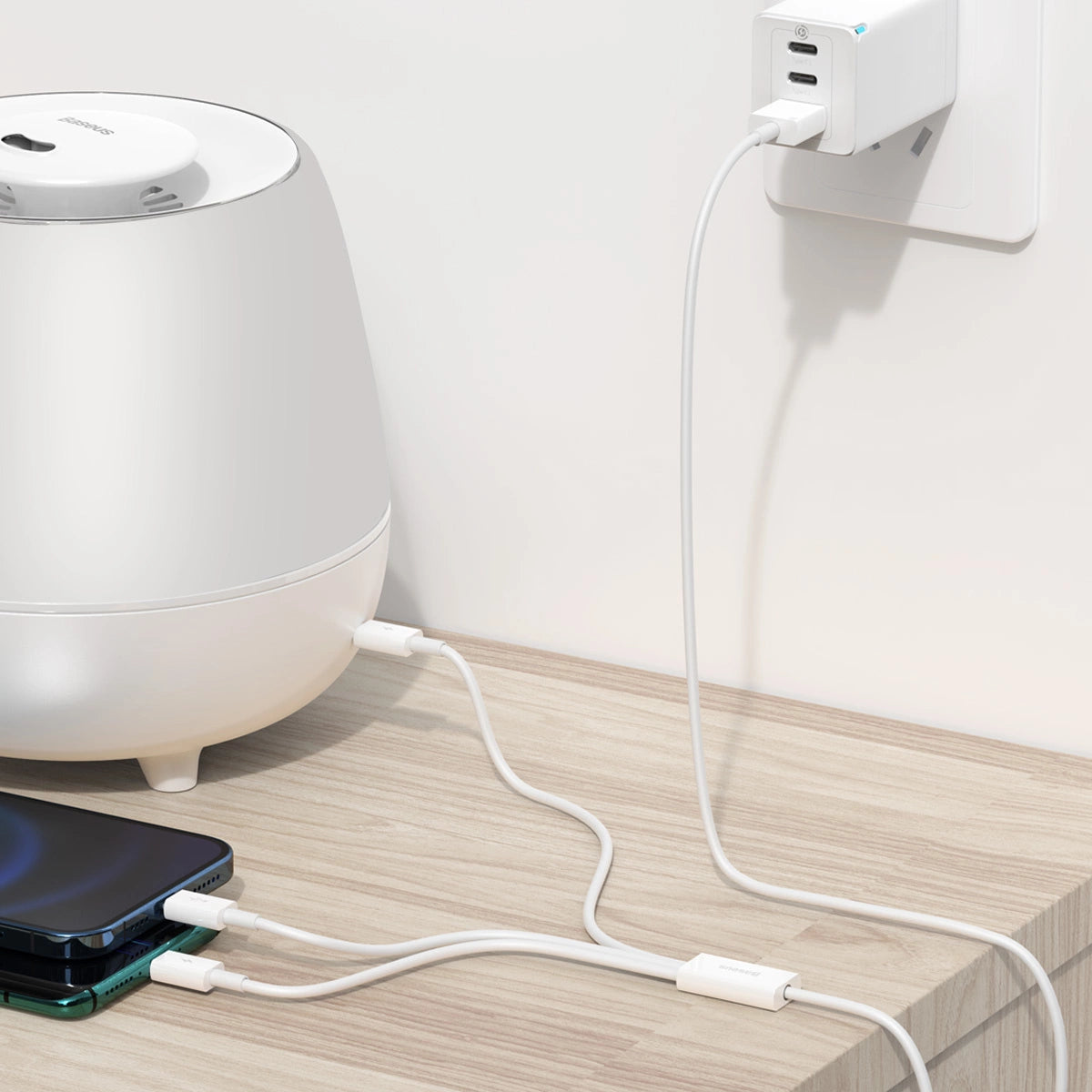Kabel Baseus Superior Series USB-A - USB-C / Lightning / micro USB - biały – zdjęcie 10