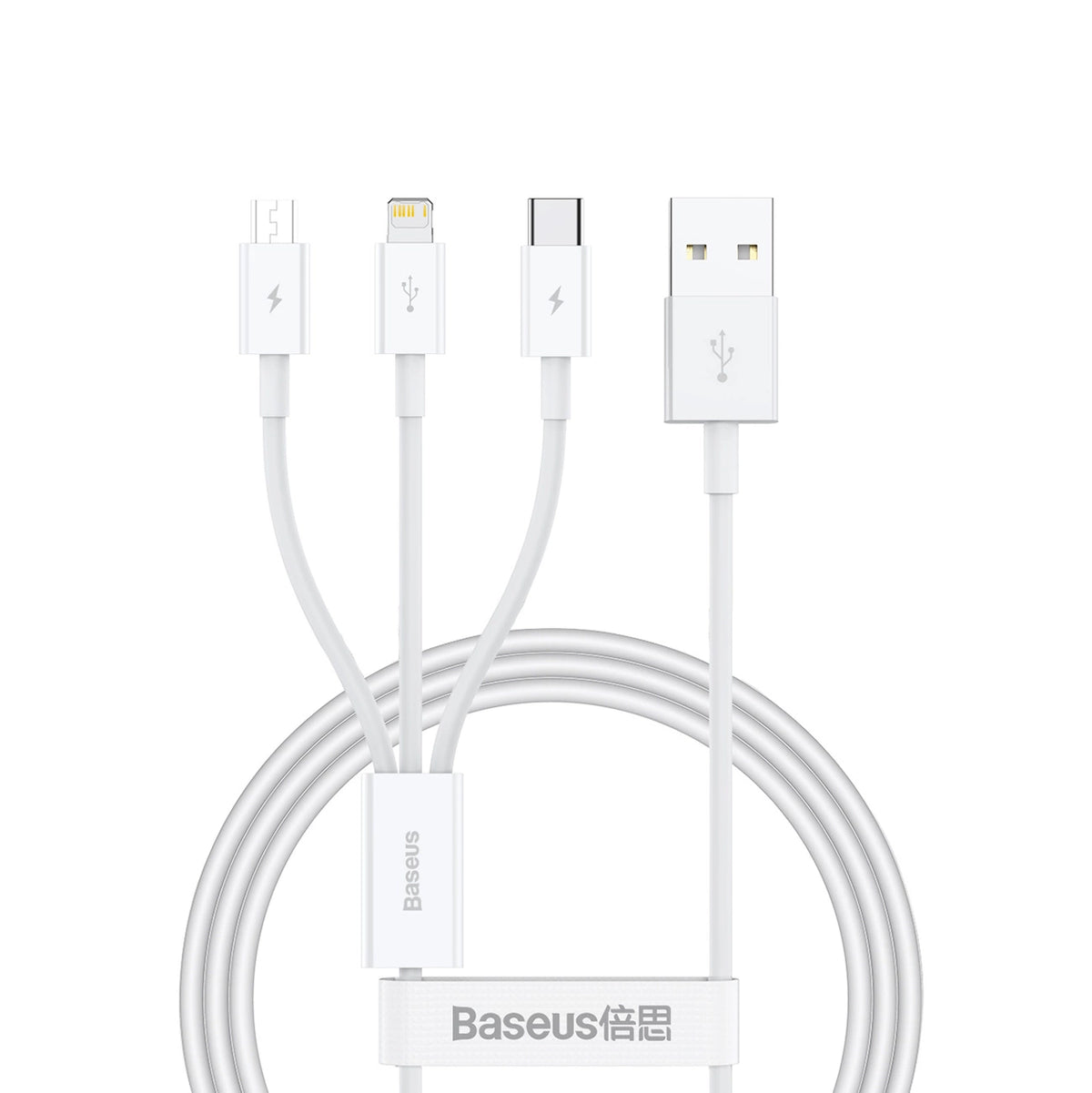 Kabel Baseus Superior Series USB-A - USB-C / Lightning / micro USB - biały