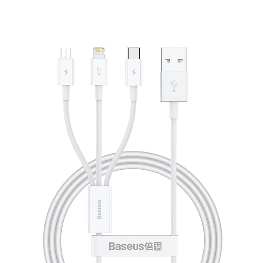 Kabel Baseus Superior Series USB-A - USB-C / Lightning / micro USB - biały