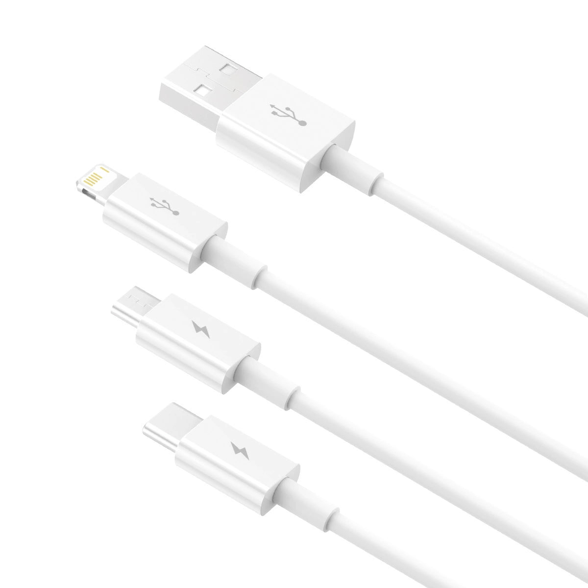 Kabel Baseus Superior Series USB-A - USB-C / Lightning / micro USB - biały – zdjęcie 4