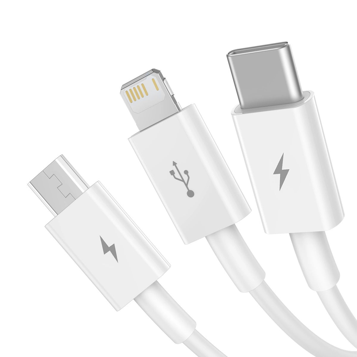 Kabel Baseus Superior Series USB-A - USB-C / Lightning / micro USB - biały – zdjęcie 2