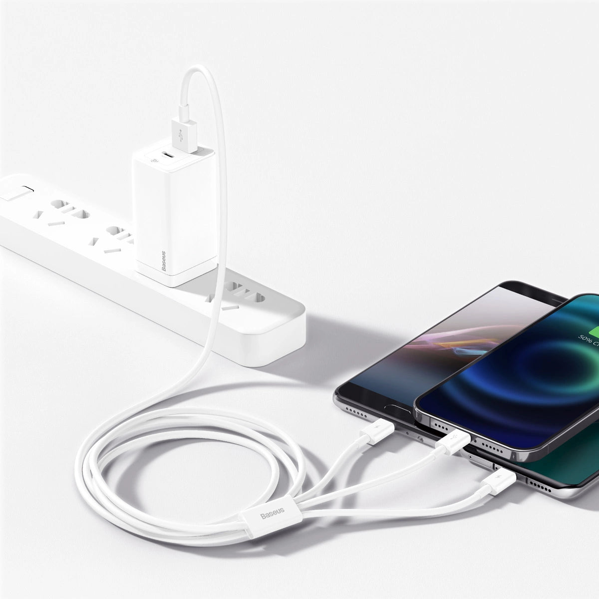 Kabel Baseus Superior Series USB-A - USB-C / Lightning / micro USB - biały – zdjęcie 9