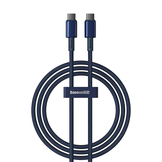 Kabel Baseus Tungsten Gold USB-C / USB-C 100W 1m - granatowy