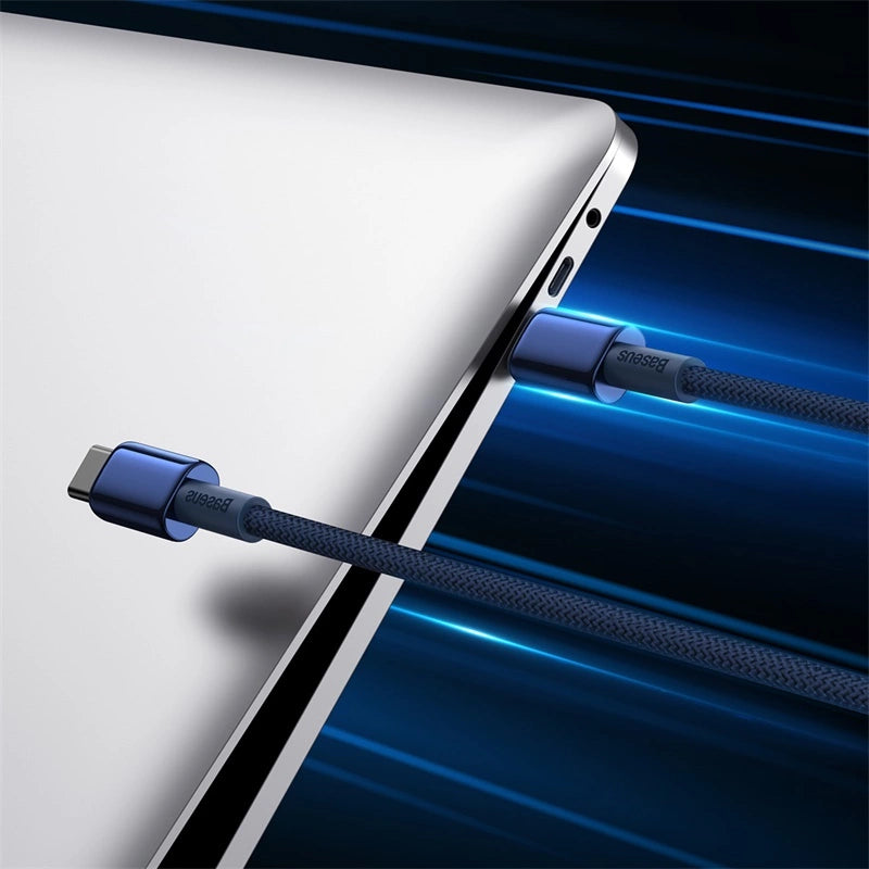 Kabel Baseus Tungsten Gold USB-C / USB-C 100W 1m - granatowy – zdjęcie 6