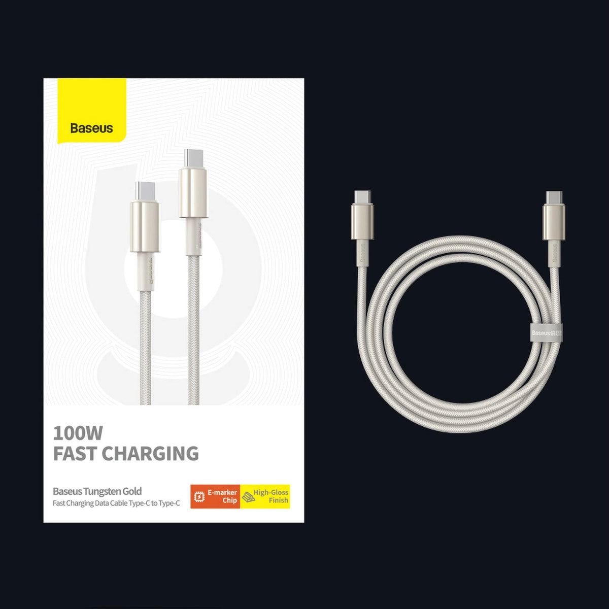 Kabel Baseus Tungsten Gold USB-C / USB-C 100W 1m - złoty – zdjęcie 13